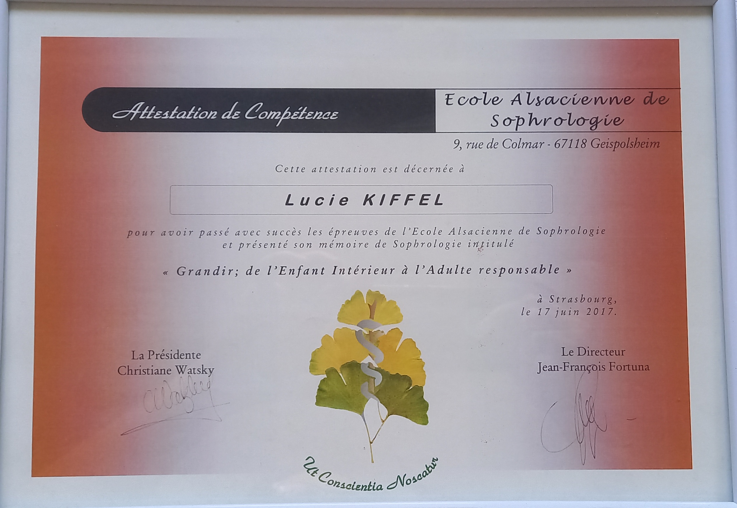 Certificat Sophrologie